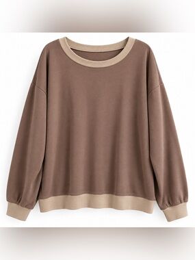 Mocha Taupe Oversized Soft Lightweight Sweatshirt Pullover L